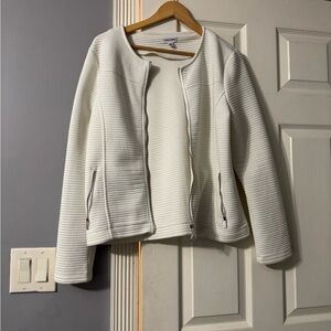 Calvin Klein White Blazer with Textured Design